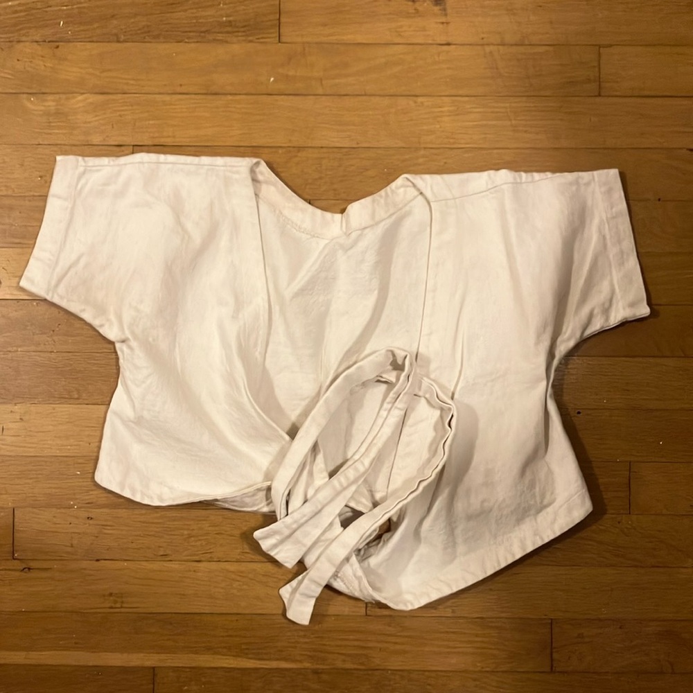 Lauren winter cream denim wrap top